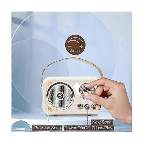 Portable Bluetooth Speaker with Microphone Set, Vintage Bluetooth Speaker with Home (White) 2