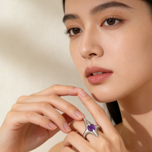 Ideal Gift Choice For Punk Style Ring Featuring-black purple. 1