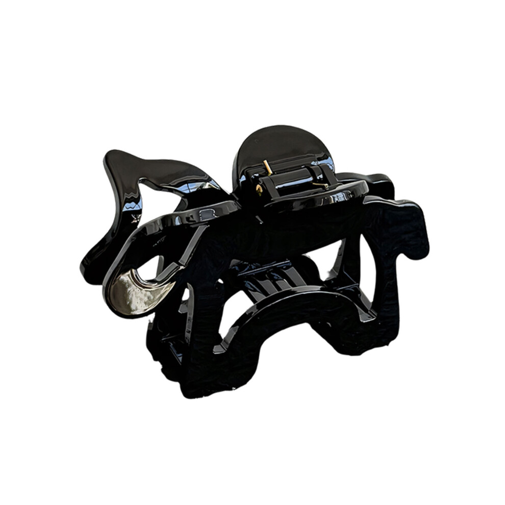 Stylish Hollow Horse Hair Claw Strong Hold Acetate Hair-Black
