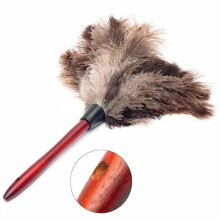 Anti static Ostrich Feather Duster with Wooden Handle Household Dust Removal Brush Car Interior Cleaning Tool Home Cleaning