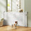 Cancelletto per cani retrattile, largo 149 cm, con chiusura automatica - bianco 4