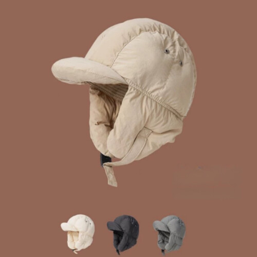 Gorro de algodão acolchoado para homem e mulher, à prova de vento, quente, com proteção para as orelhas 2