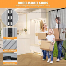 Puerta mosquitera magnética de 95 x 220 cm con cierre automático y apertura manos libres.