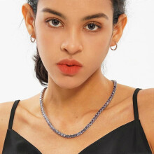 5MM Colorful Baguette Tennis Necklaces for Women Chains 14K Golden Silver Plated 5A+ Cubic Zirconia Tennis Mens Chain Necklaces Woman