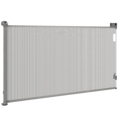 Puerta retráctil para perros, 149 cm de ancho, cierre automático - gris 1
