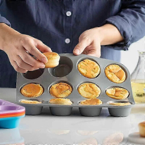 (Grey) 12 Holes Silicone For Baking 3D Bakeware Chocolate Round Sphere Mold Cupcake Pan Cake DIY Muffin Kitchen Tool 2