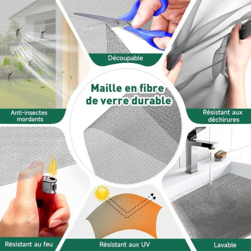 Μαγνητική Σίτα Παραθύρου 130 x 150 cm από Fiberglass Εύκολη Εγκατάσταση Γκρι για Εσωτερ 2