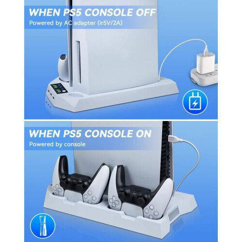 Βάση ανεμιστήρα ψύξης PS5 και PS5 Slim με ένδειξη LED φόρτισης διπλού χειριστηρίου κα 2