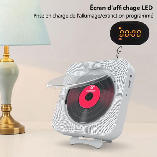 Φορητό Bluetooth CD Player, Επαναφορτιζόμενο, Συμβατό με κάρτα CD USB TF, Ραδιόφωνο FM, Τηλε 2