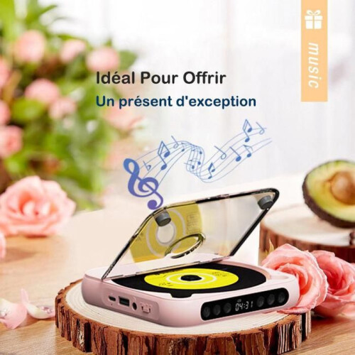 Φορητό CD Player με Bluetooth, μπαταρία 2000mAh, εξαιρετικά λεπτό και ελαφρύ, συμβατό με CD, 1