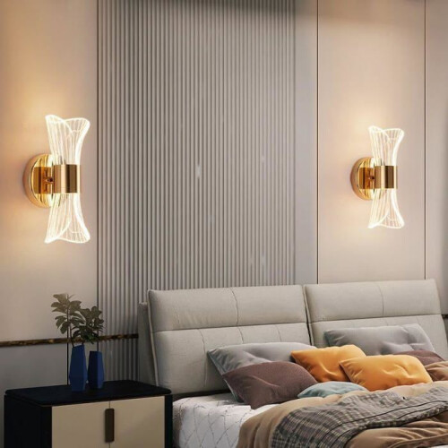 Επιτοίχιο φωτιστικό LED 12W με ρύθμιση φωτεινότητας, σχέδιο χρυσού κλεψύδρας, 3 θε 2