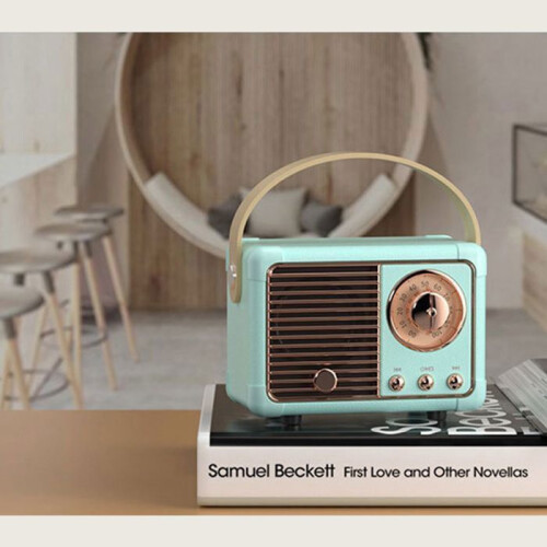 Ρετρό ηχείο Bluetooth, ανοιχτό μπλε, μίνι φορητό, με υποστήριξη κάρτας TF, καθαρός, δυ 1