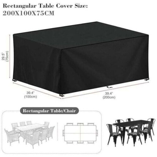 Αδιάβροχο κάλυμμα επίπλων κήπου 200 x 100 x 75 cm, αντιανεμικό, ανθεκτικό στην υπερι 2