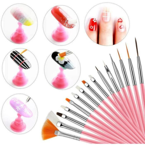 Κιτ Nail Art με πινέλα βαφής, ταινία ρίγας, κουτιά με στρας και φύλλα αλουμινίου, 1 σετ 2