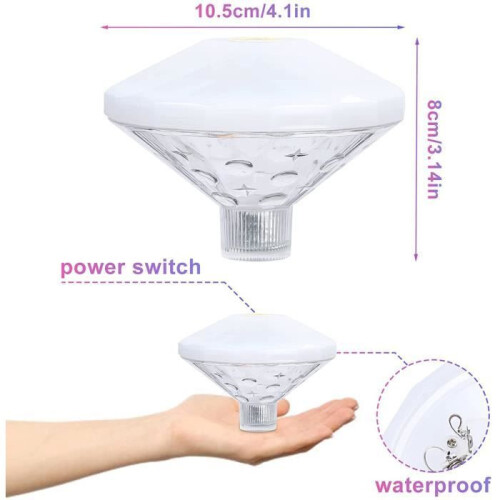 Πλωτό φως πισίνας LED, αδιάβροχη λάμπα LED IP68 με 7 λειτουργίες χρώματος, φορητό διακ 2