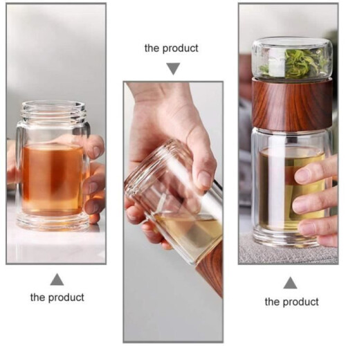 Γυάλινος εγχυτήρας τσαγιού, 300 ml διπλού τοιχώματος, φορητός, μη τοξικός, ανθεκτι 2