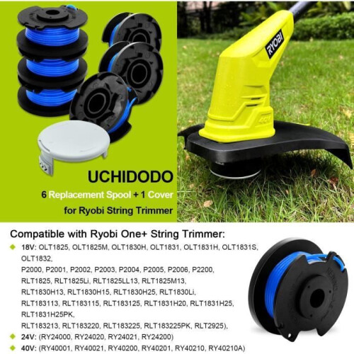 Πετονιά κοπής χόρτου για Ryobi One+ 18/24/40V, 6 x 3,35 m, 1,65 mm με καπάκι 1