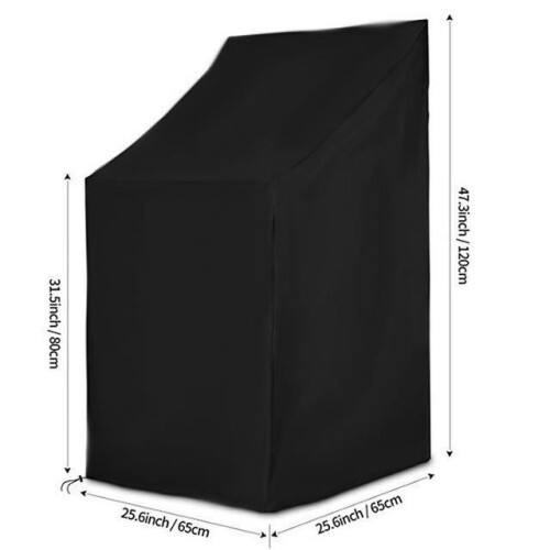 Αδιάβροχο κάλυμμα καρέκλας κήπου 65 x 65 x 80/120 cm μαύρο, ανθεκτικό στην υπεριώδη ακ 2