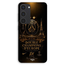 Coque Pour Samsung Galaxy S23 PSG champions league 2 étoiles noir et dorée Maniacase