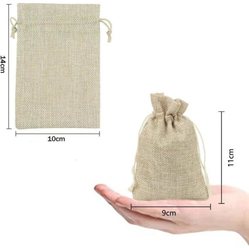 Φακελάκια δώρου από γιούτα με κορδόνι 10 x 14 cm, υφασμάτινα πουγκιά δώρου για πο 1