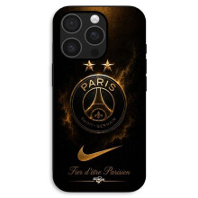 Coque Pour iPhone 14 Pro PSG double champion et fier, noir et dorée Maniacase