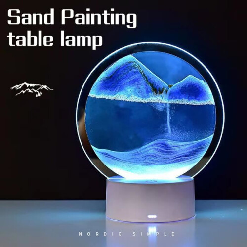 Επιτραπέζιο φωτιστικό LED 3D με χρονοδιακόπτη άμμου και 7 χρώματα, στρογγυλό γυα 2