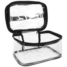 Sac Cosmétique Femme Noir Grand Volume Matériau PVC Cuir