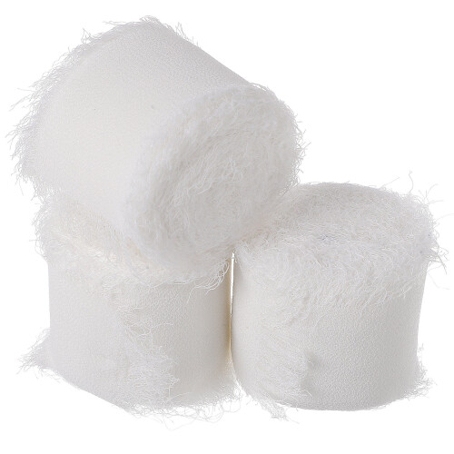 12Rouleaux Rubans Effilochés En Chiffon Pour Fleurs