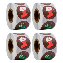 4Rouleaux Autocollants De Fête Noël Multicolores Pour Sceaux Cadeaux
