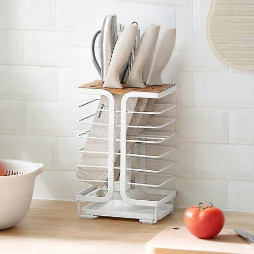 Knife Block Kitchen Knife Holder Storage Organizer(1 Pcs, White) 2