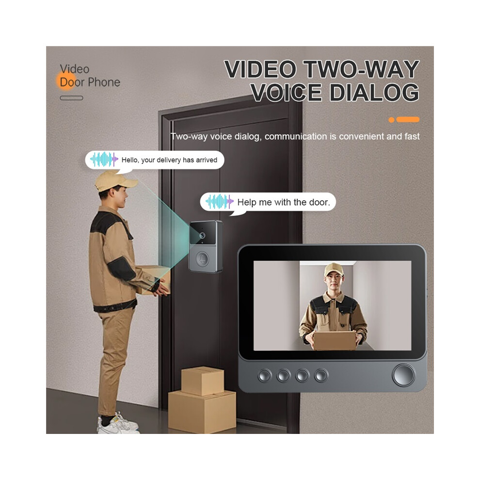 2.4G Wireless Video Intercom Doorbell 4.3 Inch Ips Screen Door Bell Intercom System Two Way Voice Doorbell With Camera Monitor 4017648543529