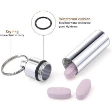 Pill Box Keychain, Set Of 7 Mini Capsule Pill Box Metal Pill Box Pill Box Pill