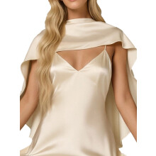 (XL, Apricot) Women Poncho Shawl for Dress Tie up Back High-Low Flowy Cape Tops Loose Crop Shrug Beach Cover up for Party Club
