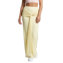(S, Yellow) Women's Summer Long Slim Skirt Solid Color Twist Knotted Skirt for Travel, Beach, Shopping