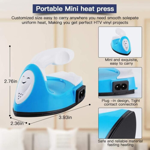 Mini Portable Iron for Crafts with Charging Base, Compact and Practical, Blue 1