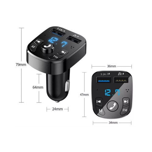 Chargeur de voiture à charge rapide PD, lecteur MP3 Bluetooth, charge flash 1