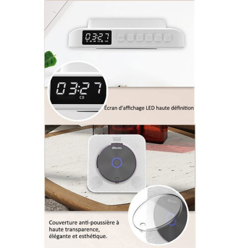 Retro Bluetooth CD Player Portable Multi Function USB AUX FM with Remote Control Rechargeable 189 x 189 x 69 mm Blue 2