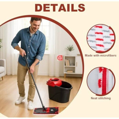 Microfibre Mop Head Refills, 5 Pack, 51 x 14 cm, Reusable and Machine Washable, White 2