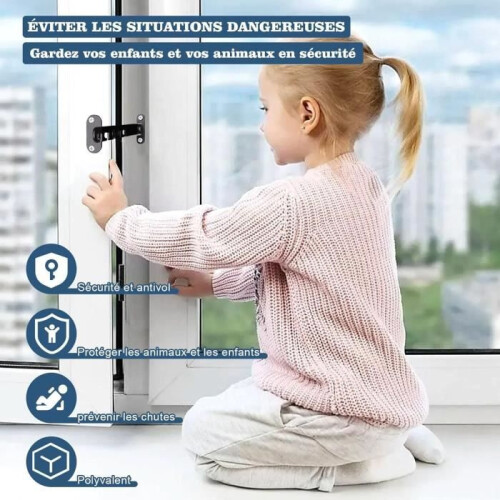 Adjustable Window Restrictor, Baby Safety Window Limiter, No Drill Window Stopper, Secure Window Lock 2