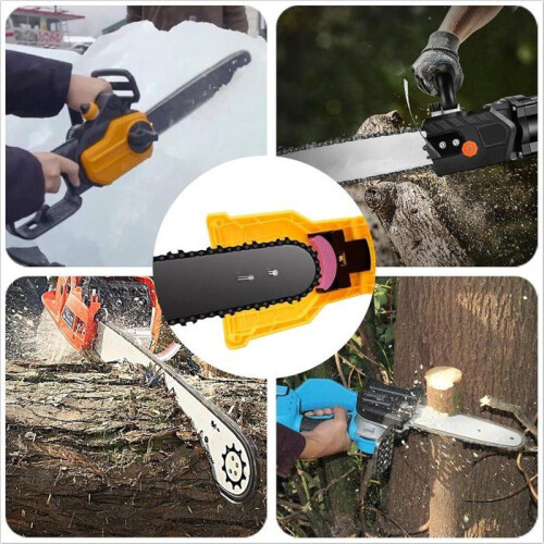 Chainsaw Chain Sharpener with 6 Sharpening Heads, Precision Filing Tool for Fast and Easy Chain Maintenance 1