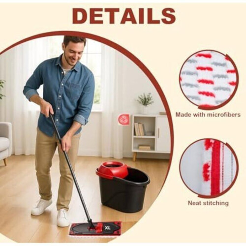 Microfibre Mop Head Refills, 5 Pack, 51 x 14 cm, Reusable and Machine Washable, White 2
