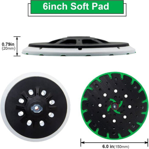 150mm Rigid Sanding Backing Pad M8 Thread 48 Dust Extraction Holes Heat Resistant Hook and Loop Attachment 2