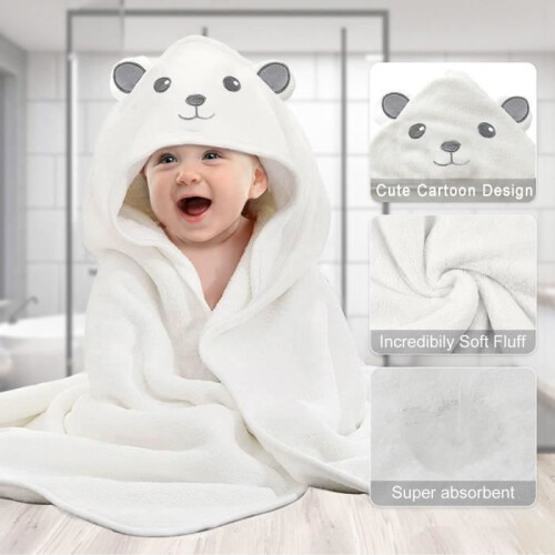 3 Pack Baby Hooded Bath Towel, Large 80 x 80 cm Bath Cape, Soft Cotton Newborn Gift 1