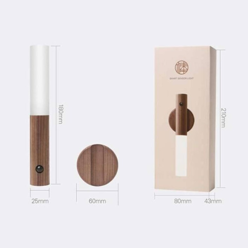 Rechargeable LED Night Light with Motion Sensor Wall Lamp in Ash Wood 2