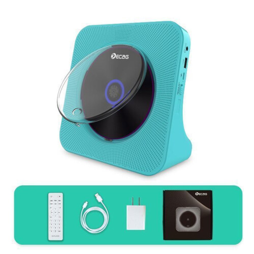 Retro Bluetooth CD Player Portable Multi Function USB AUX FM with Remote Control Rechargeable 189 x 189 x 69 mm Blue 1