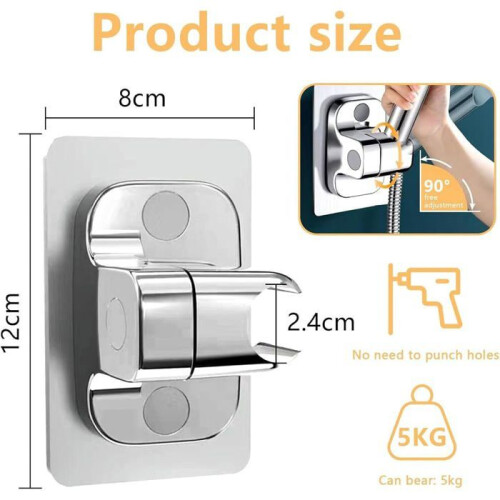 Adjustable 360 Degree Shower Head Holder Replacement, Durable Handheld Shower Bracket, No Drilling 1