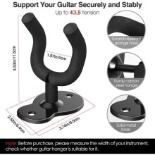 Ganci per chitarra da parete in acciaio al carbonio nero, confezione da 3, antiscivolo, multifunzionali, per riporre oggetti in casa