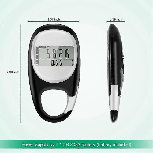 Pedometer compatible with Walking, Portable Walking Pedometer 3D Step Counter, Simple Electronic Steps Tracker with Carabiner 2