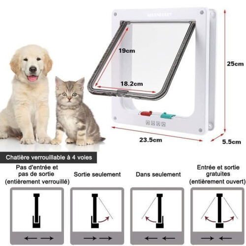 Large Cat Door for Interior Use 25 cm x 23.5 cm 4 Mode Switch Durable Plastic Indoor Access Panel 1