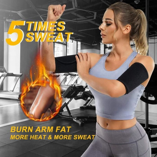 Adjustable Sweating Arm Bands for Slimming, Black, Breathable and Comfortable Fit 1